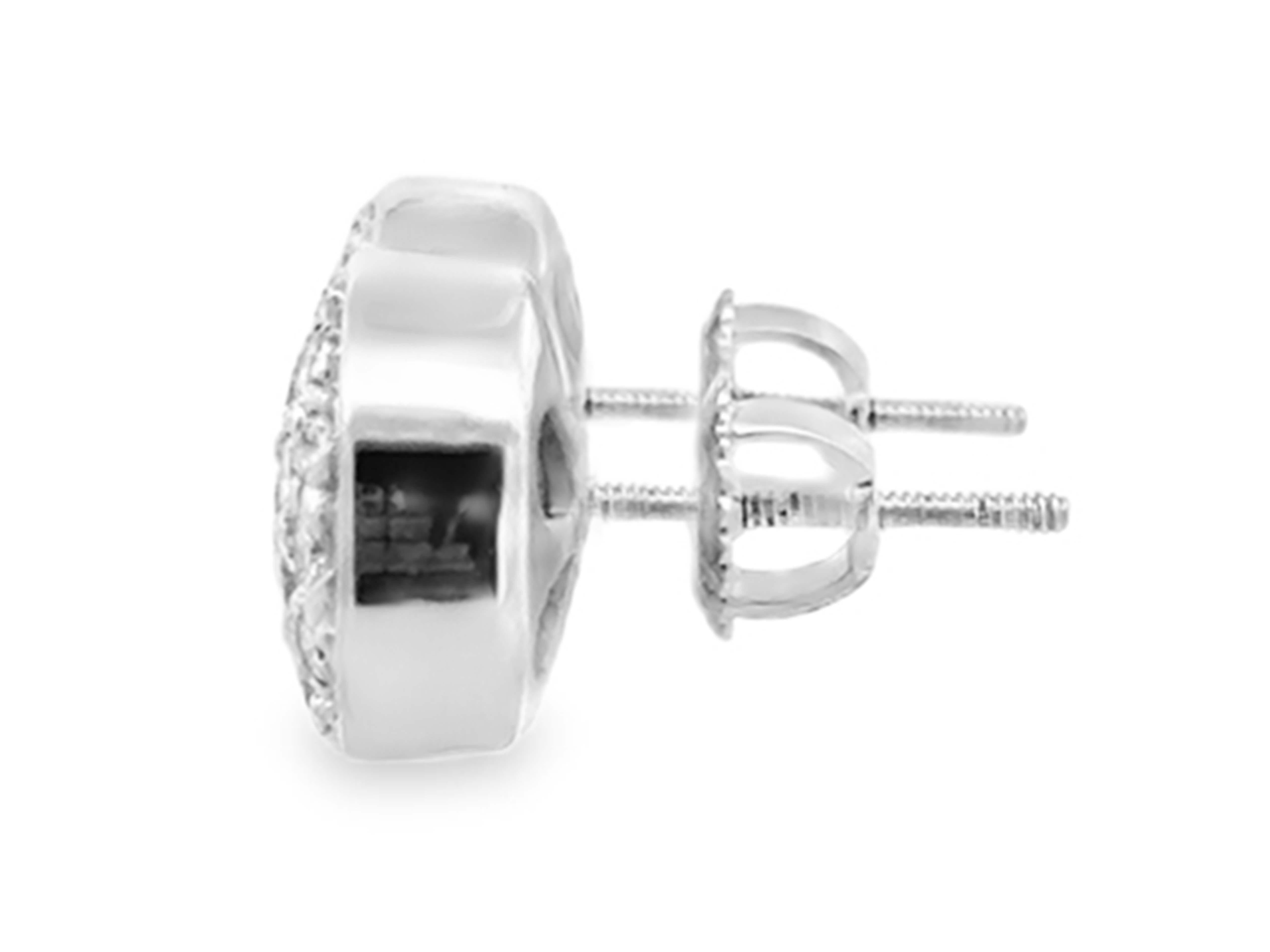 Donna Orecchini a perno con diamante rotondo a grappolo in oro bianco 14k in vendita