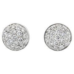 Round Diamond Cluster Diamond Stud Earrings 14k White Gold