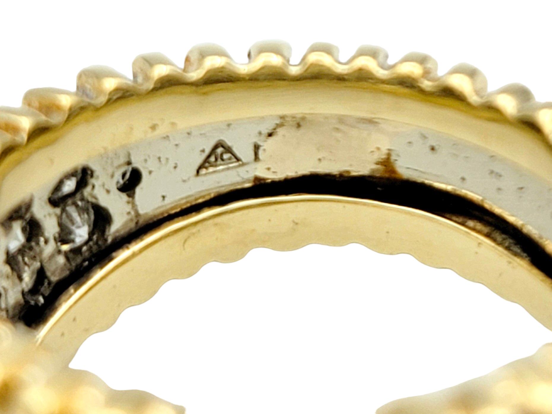 Runder Diamant Cluster Dome Band Ring Set in 14 Karat Weiß- und Gelbgold im Angebot 1