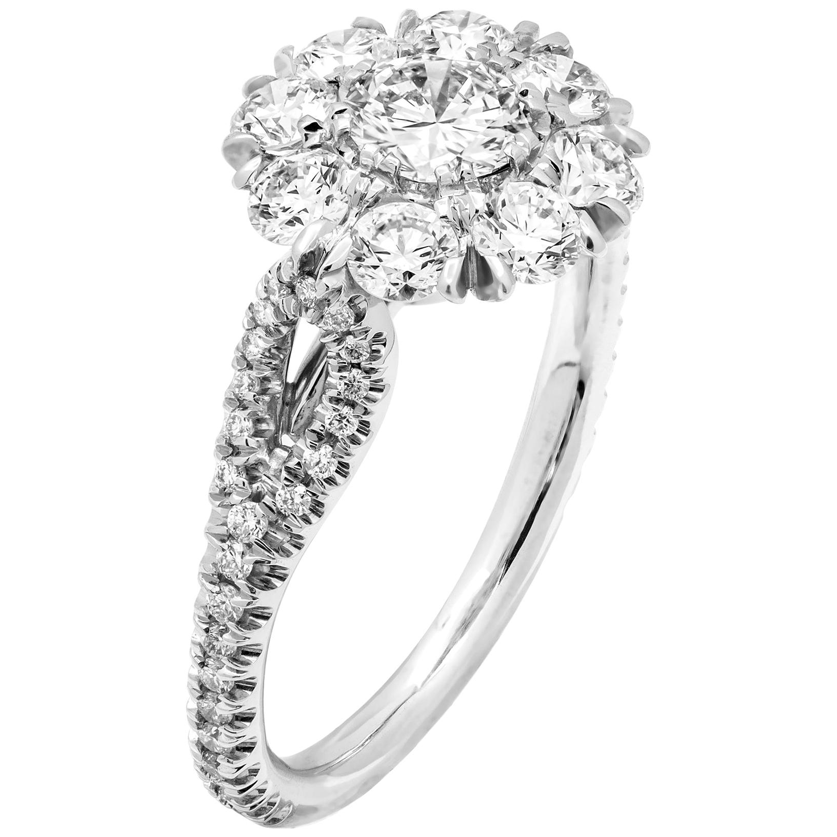 Round Diamond Cluster Engagement 3.20 Carat