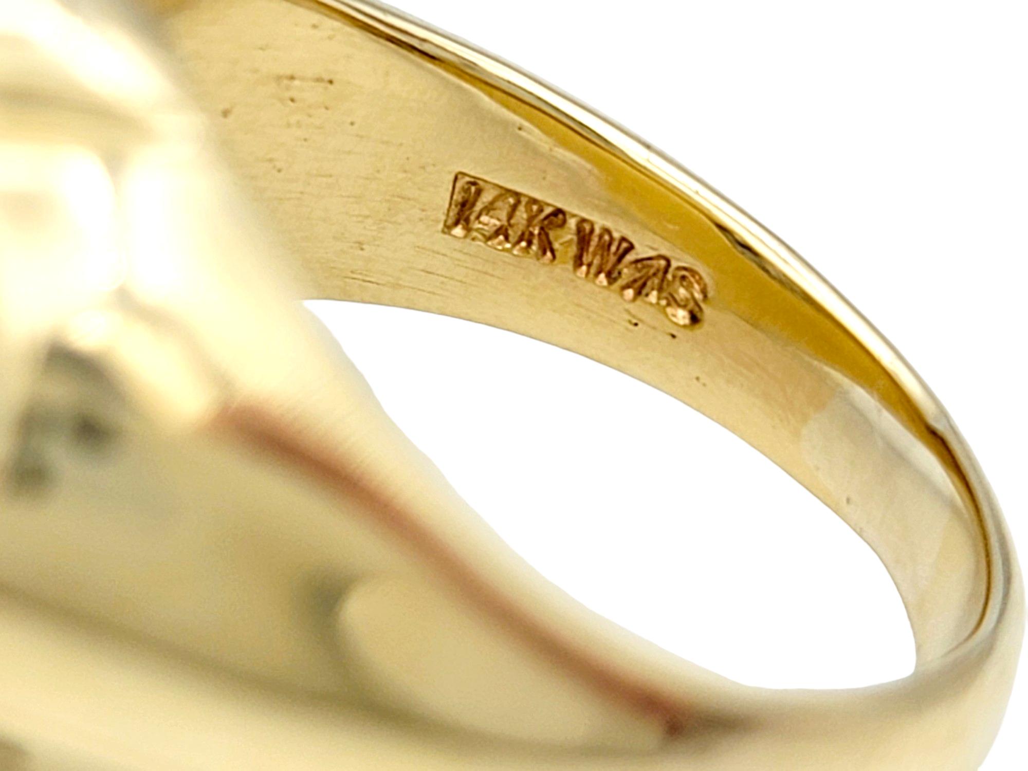 Women's Round Diamond Cluster Flower Motif Men's Ring Set in 14 Karat Yellow Gold  For Sale