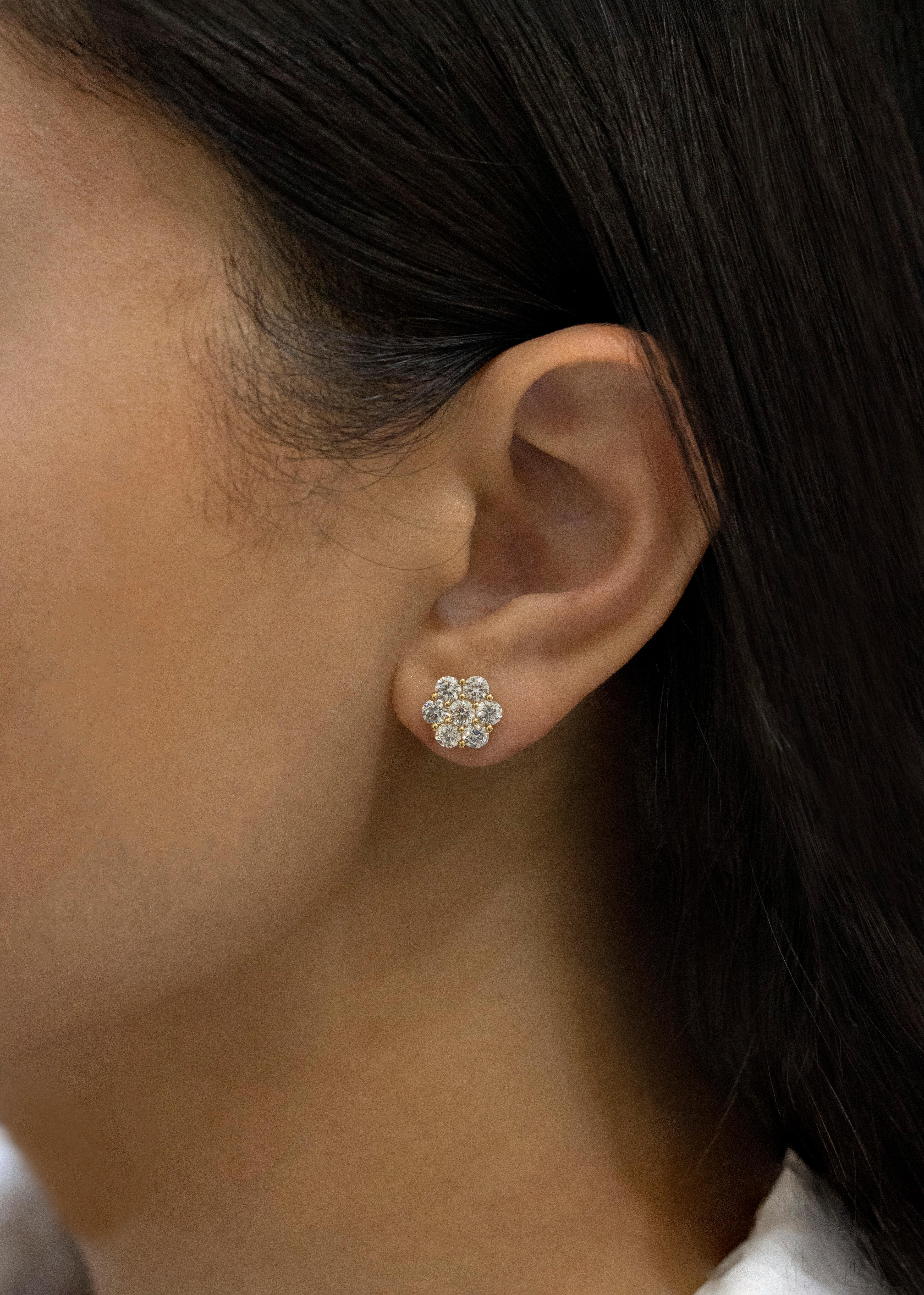 diamond cluster flower earrings