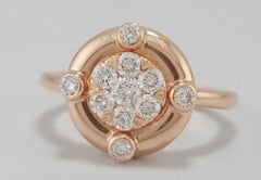 Round Diamond Cluster Halo Engagement Ring in 14k Rose Gold