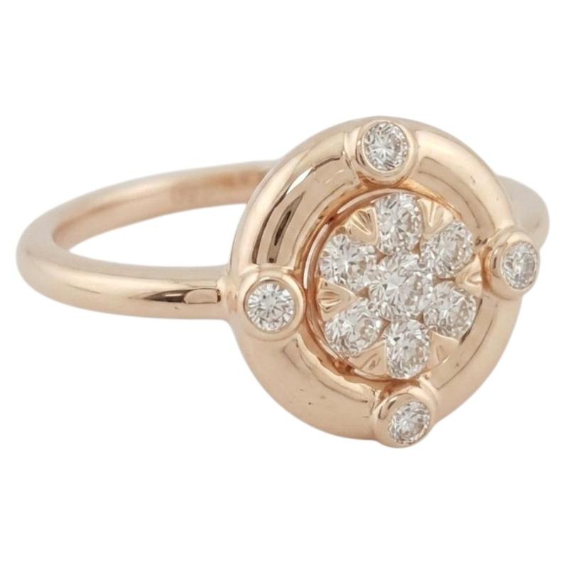 Round Diamond Cluster Halo Engagement Ring in 14k Rose Gold