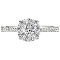 Round Diamond Cluster Illusion Set Engagement Ring