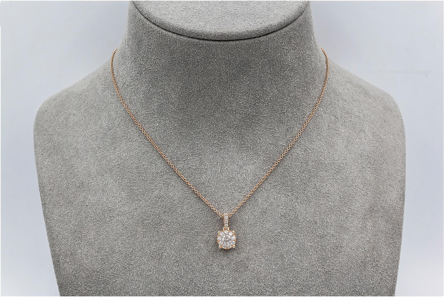 Roman Malakov, collier pendentif en grappe de diamants ronds brillants de 0,48 carat au total Neuf - En vente à New York, NY