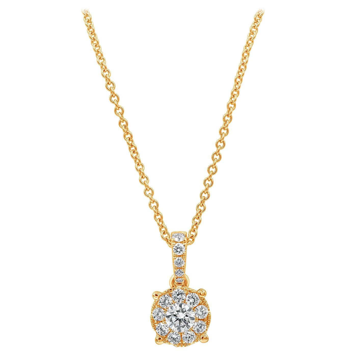 Roman Malakov, collier pendentif en grappe de diamants ronds brillants de 0,48 carat au total