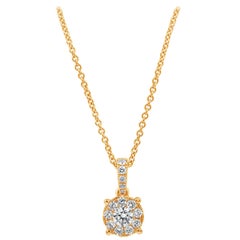 Roman Malakov 0.48 Carat Total Round Brilliant Diamond Cluster Pendant Necklace