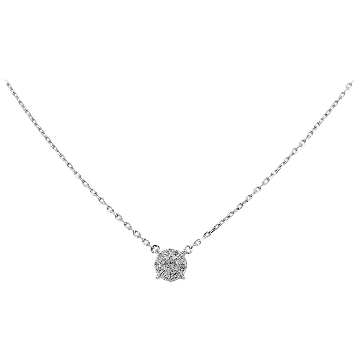 Round Diamond Cluster Pendant on Chain