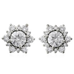 Round Diamond Cluster Starburst Earrings