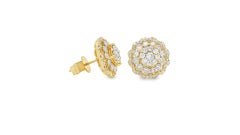 Round Diamond Cluster Stud Earrings 1.70ct in 14K Yellow Gold