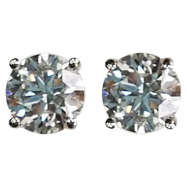 Round Diamond Cocktail Earring Studs 1.52 Carat Diamond