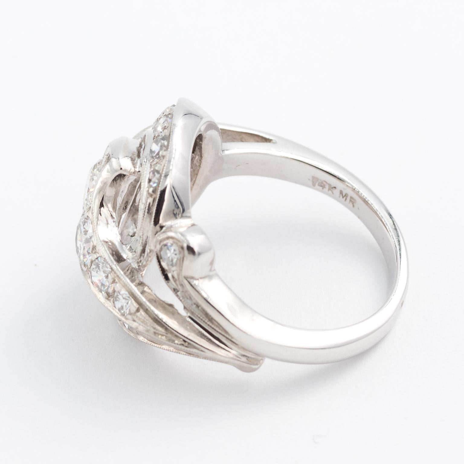 Modern Round Diamond Cocktail Ring For Sale