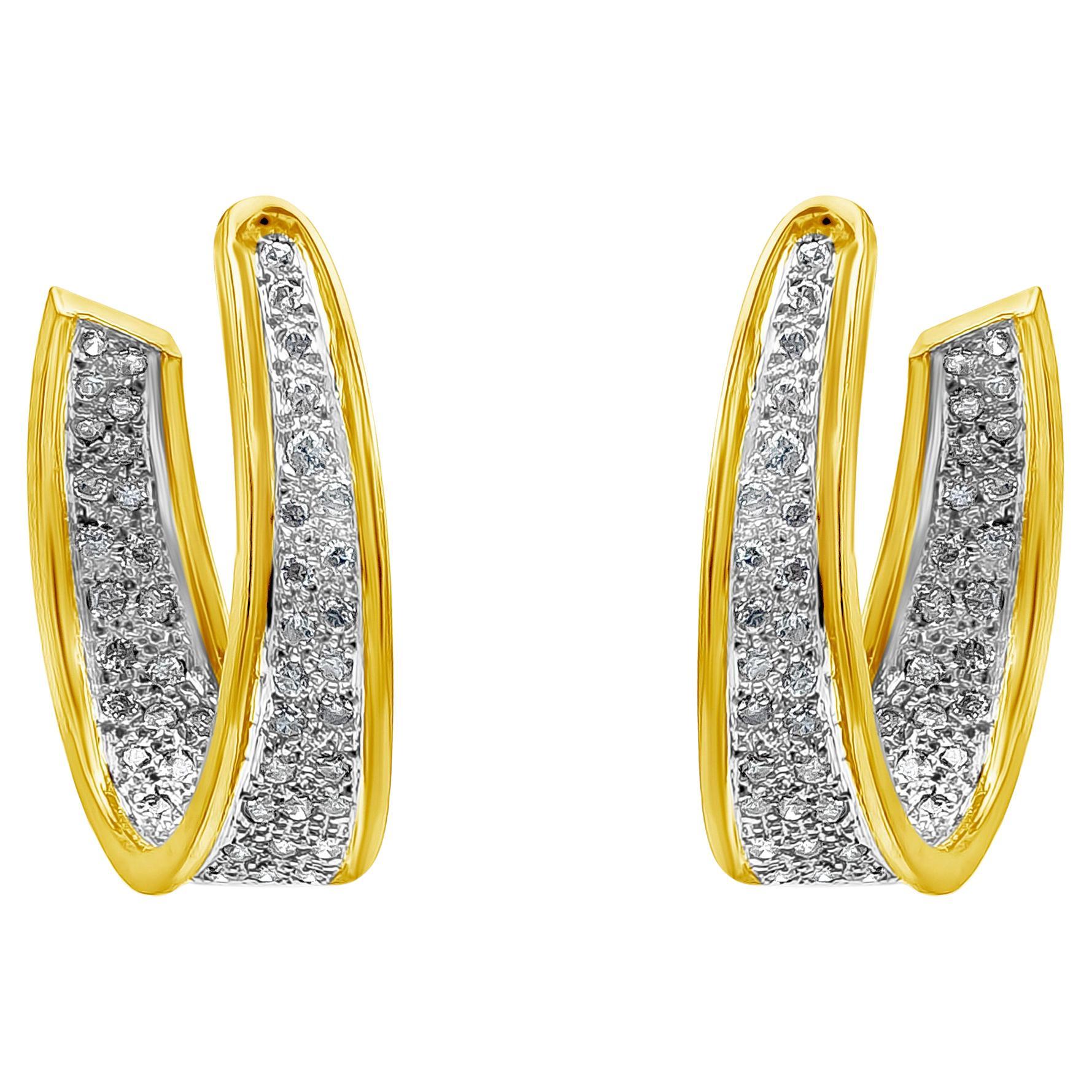 Runde Diamant-Ohrringe mit geschwungenen Creolen, insgesamt 2,20 Karat im Angebot