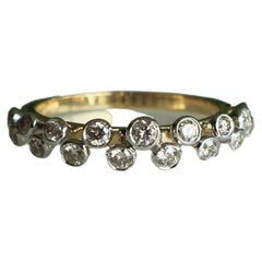 Round Diamond Dual Tone Band Ring with Bezel Setting in 18k Solid Gold