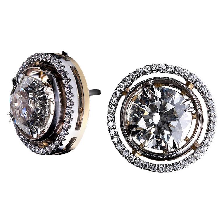 Round Diamond Earring Studs and Diamond Jackets For Sale at 1stDibs