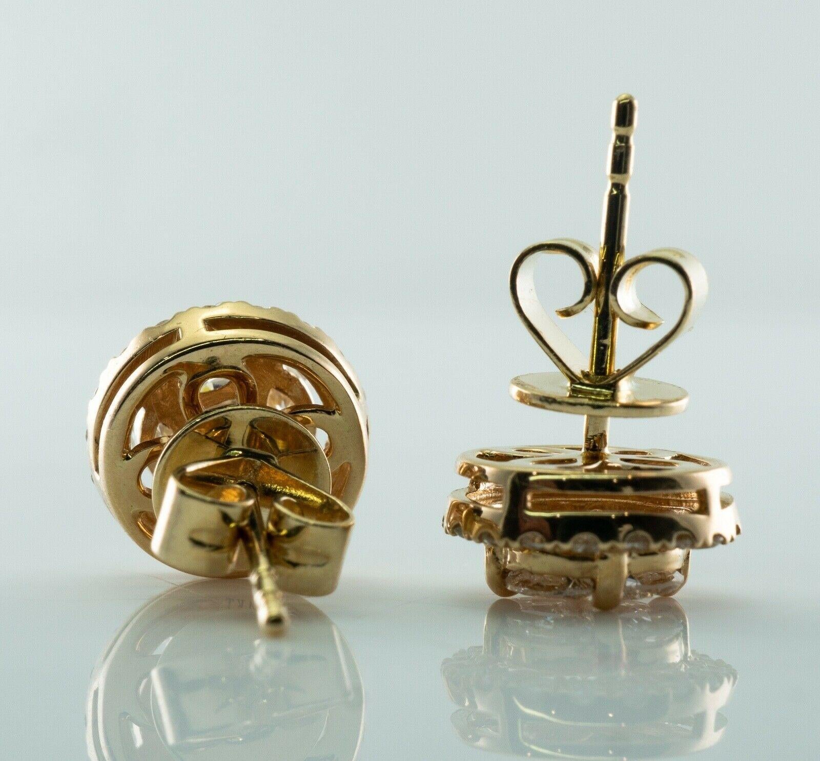 Orecchini con diamanti rotondi a grappolo in oro 14K 1,16 ctw in vendita 5