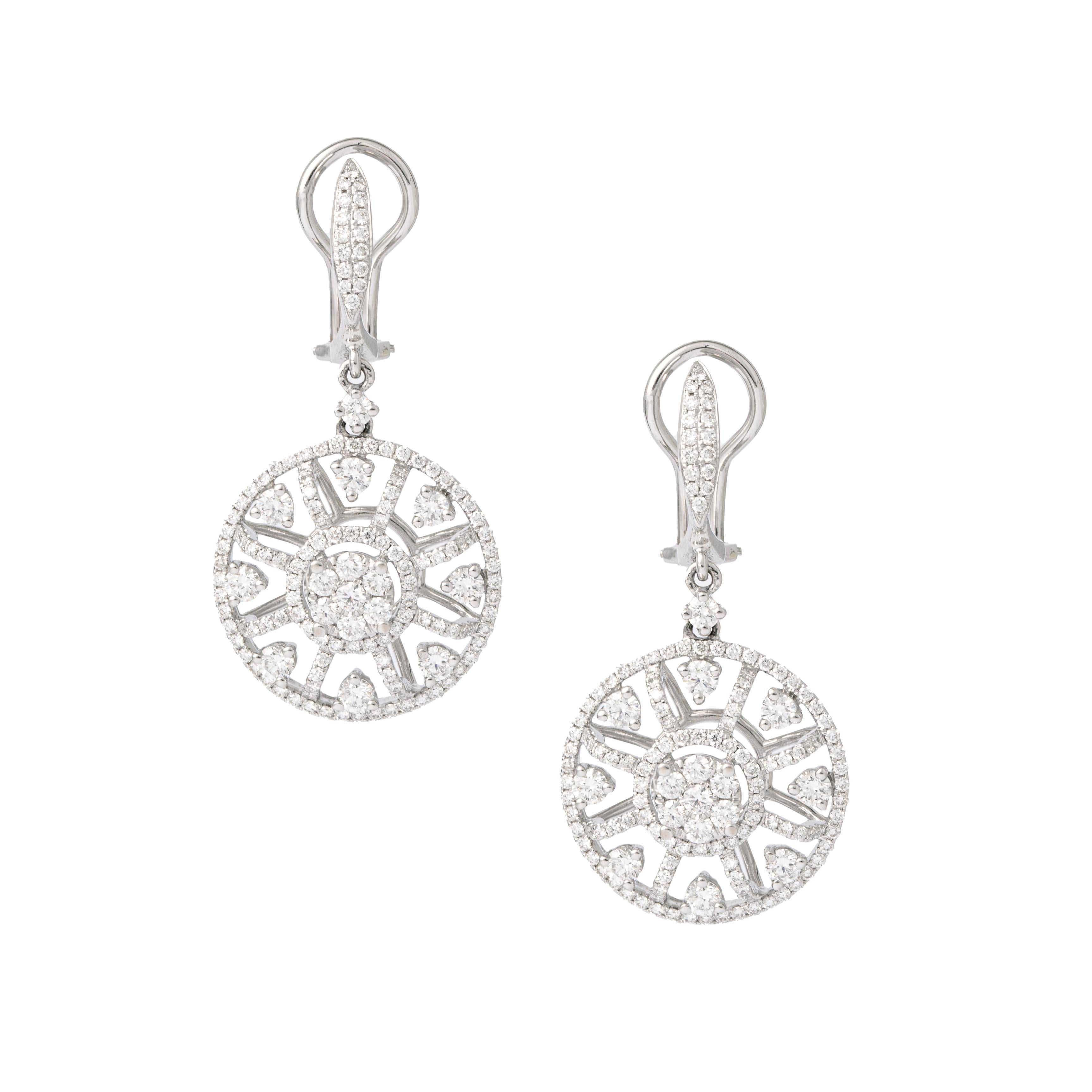 Earrings in 18kt white gold set with 312 diamonds 3.19 cts  