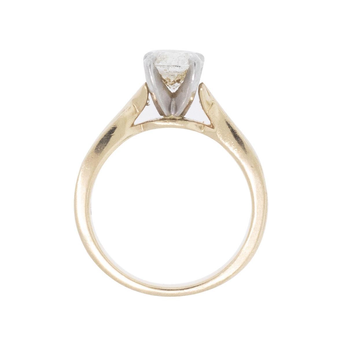 Round Diamond Engagement Ring 14 Karat For Sale 1