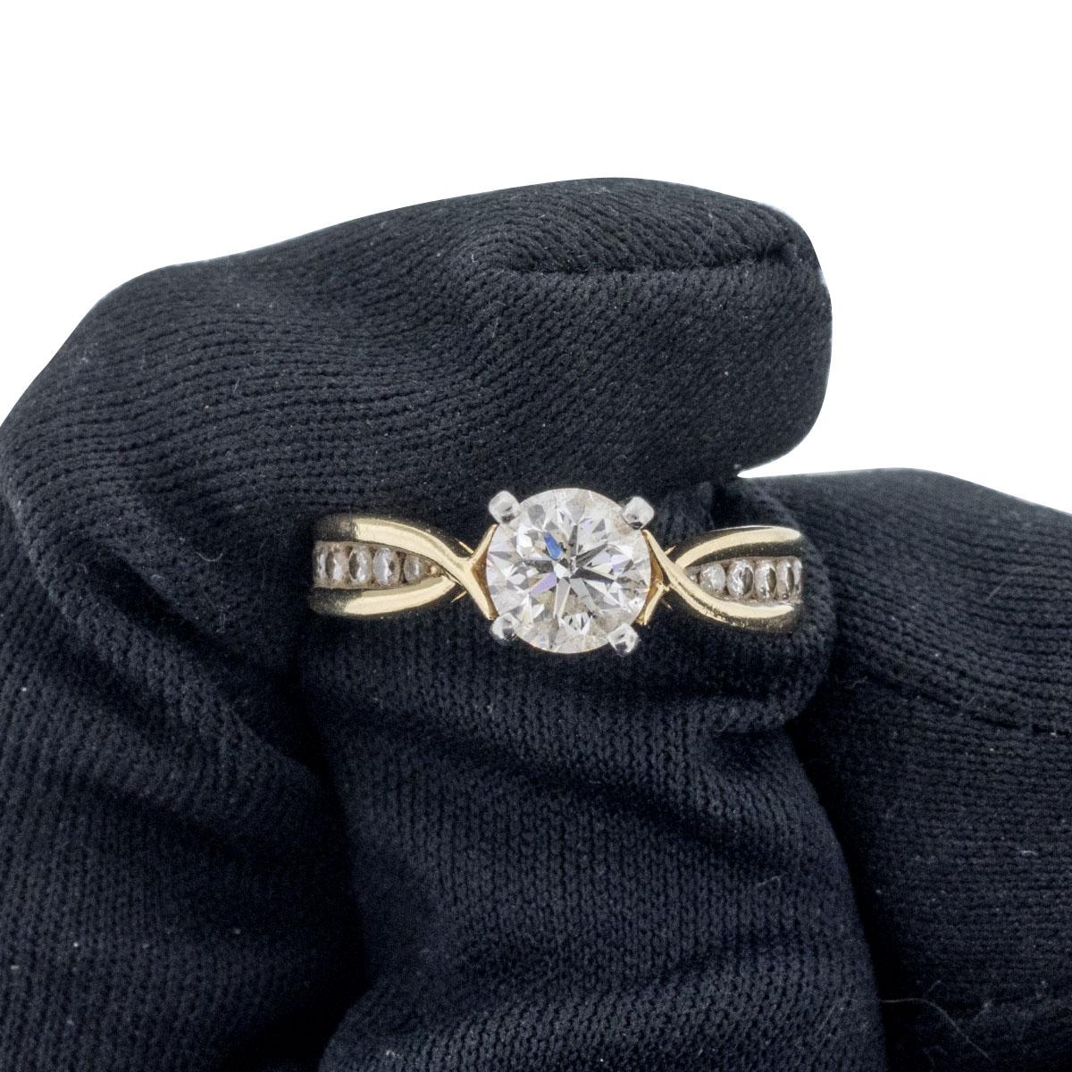 Round Diamond Engagement Ring 14 Karat For Sale 4