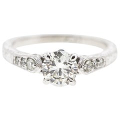 Round Diamond Engagement Ring, Channel Set Side Diamonds and Engraving 'Certed'