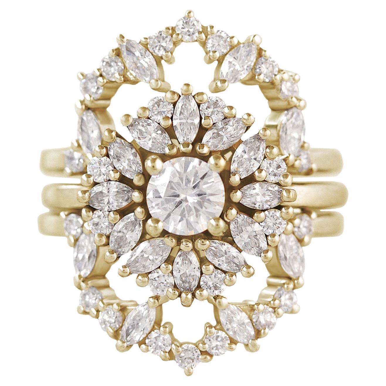 Round Diamond Engagement Ring Set with Diamond Rind Guard - Harper & Charlotte