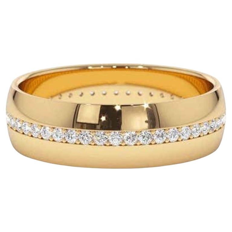 Anello con diamante rotondo per l'eternità in oro giallo 14 carati