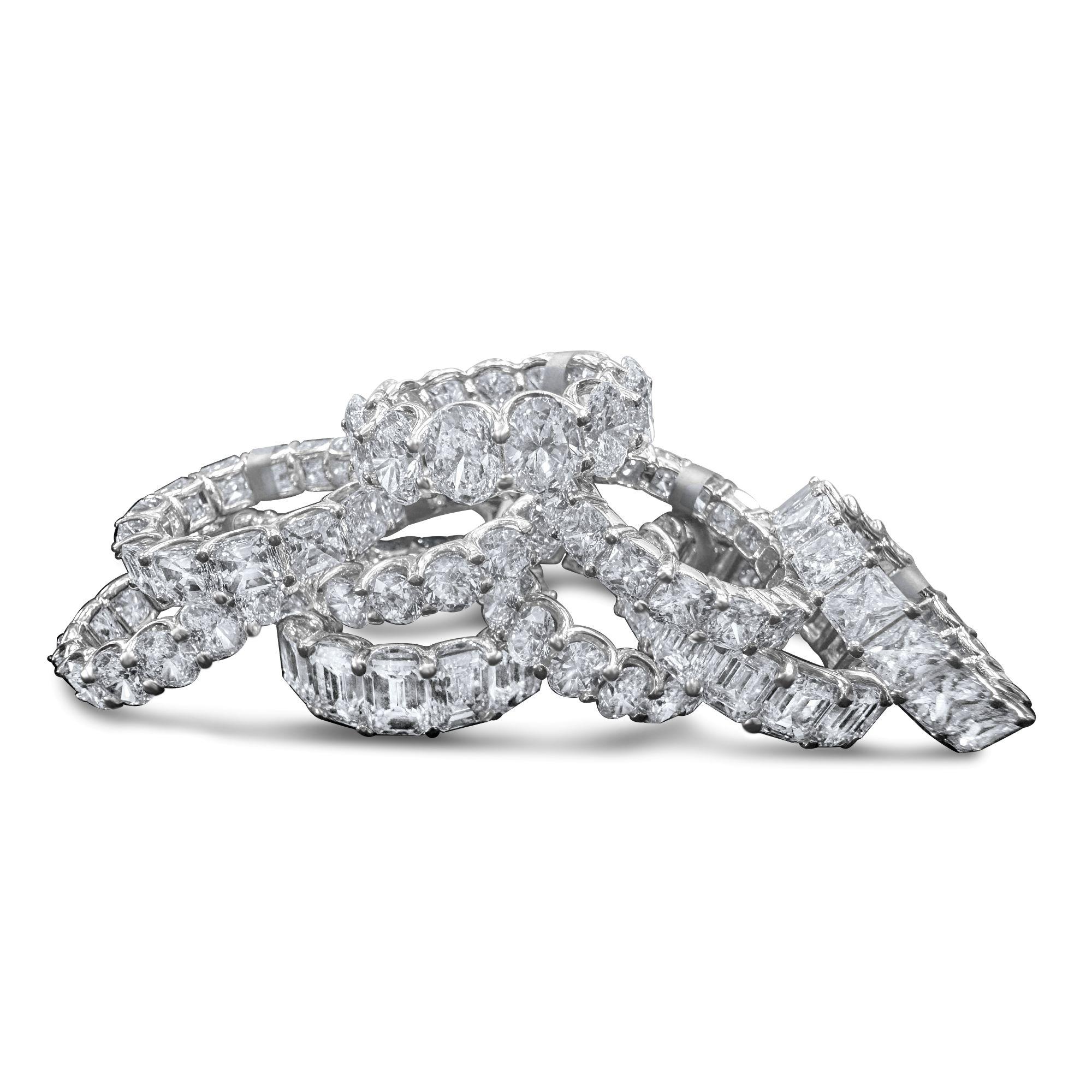 En vente :  Bracelet éternité en or blanc 14 carats, diamant rond, 5,50 carats 3