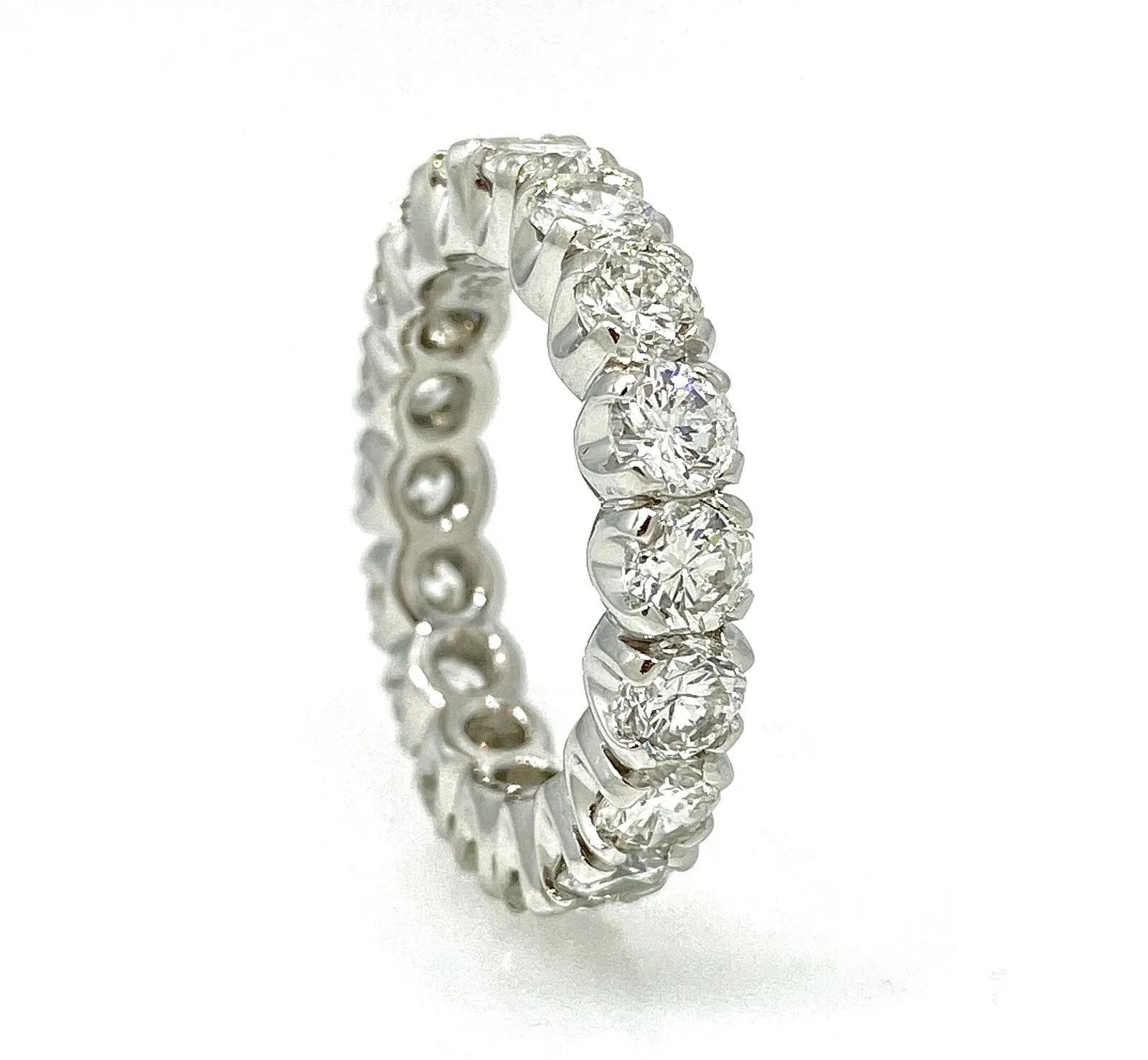 Women's Round Diamond Eternity Band Ring 3.86 carat total in Platinum 4 mm Size 5.25