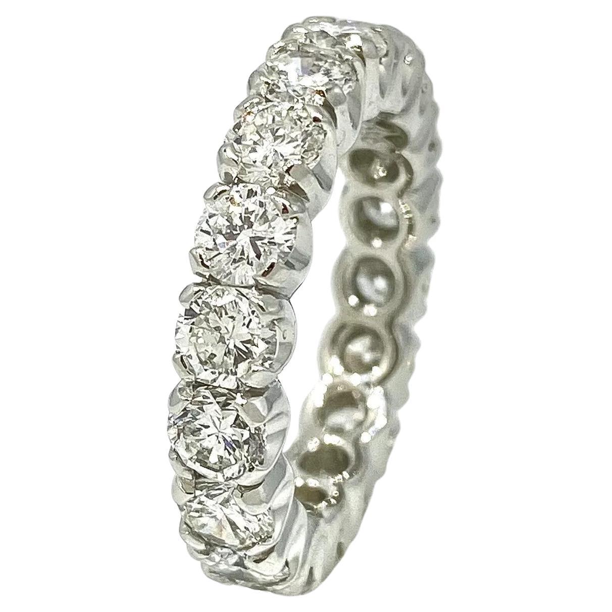 Round Diamond Eternity Band Ring 3.86 carat total in Platinum 4 mm Size 5.25
