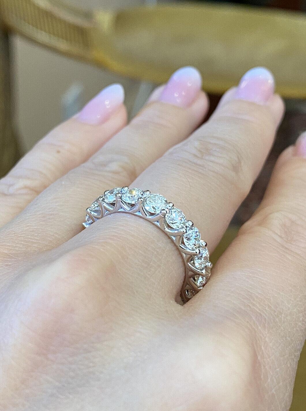 Round Diamond Eternity Band Ring 4.25 Carat Total Weight in 18k White Gold In Excellent Condition For Sale In La Jolla, CA