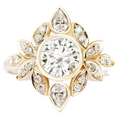 Round Diamond Flower Engagement Ring "Lily #5"