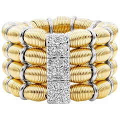 Round Diamond Four-Row Flexible Fashion Ring