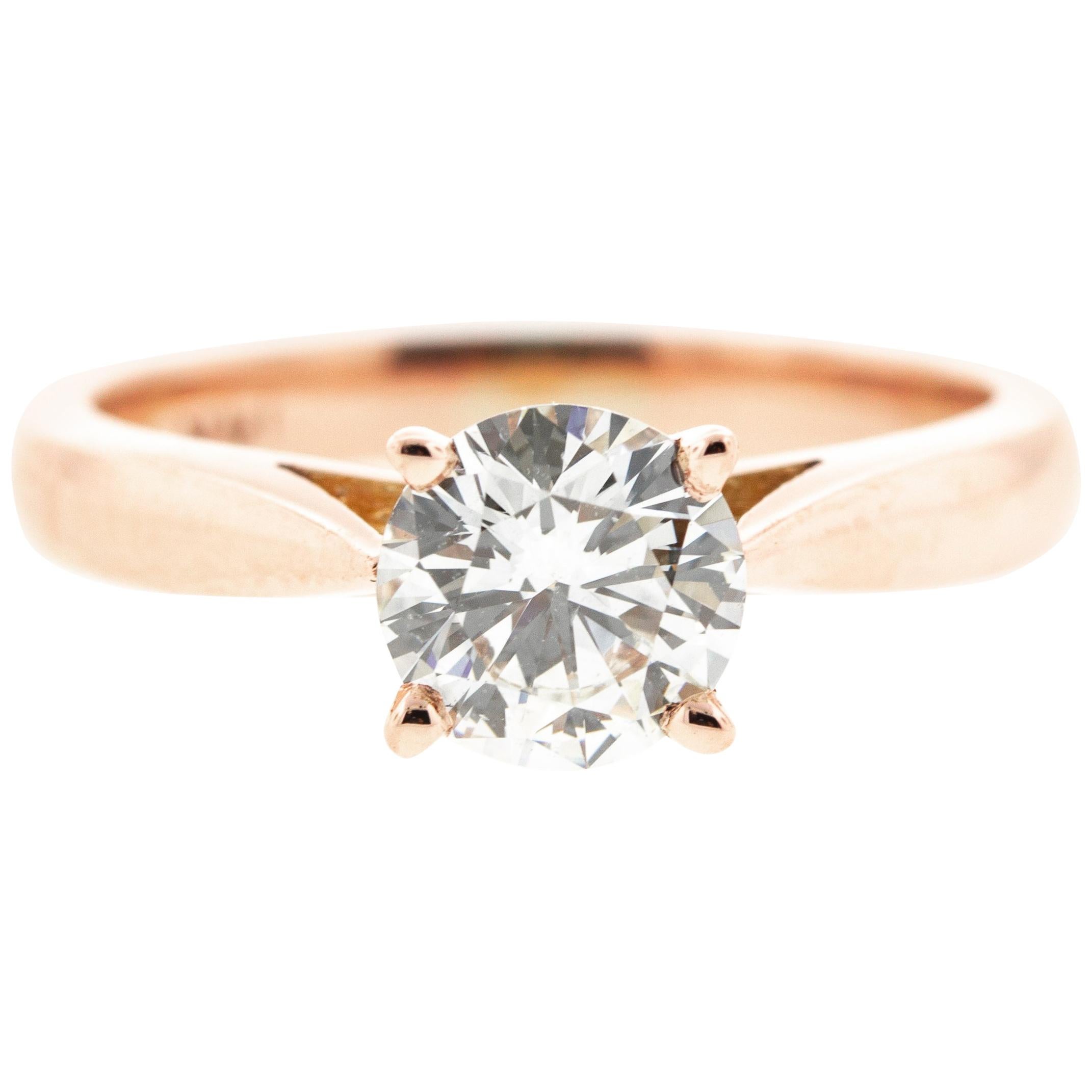 Round Diamond (GIA Certified) Rose Gold Built-In Solitaire Engagement Ring For Sale