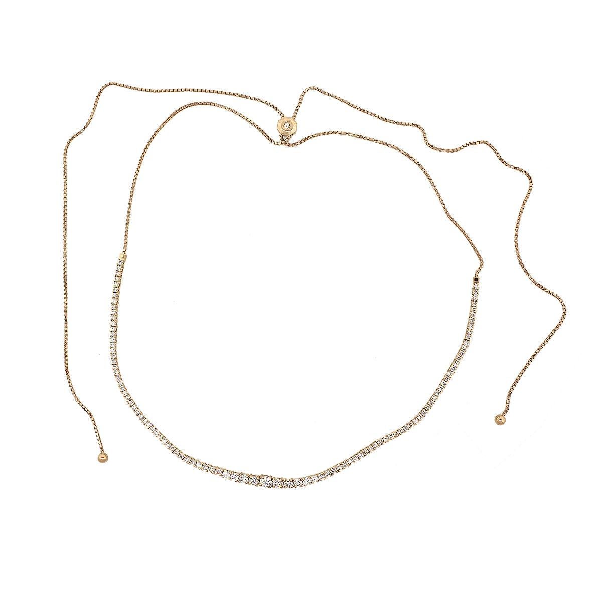 Round Cut Round Diamond Graduating Tennis Lariat-Style Necklace