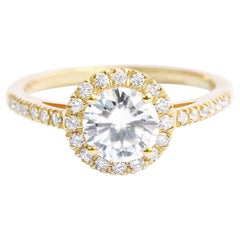 Runder Diamant Halo Klassischer und zierlicher Verlobungsring, Alternative Braut, Dame