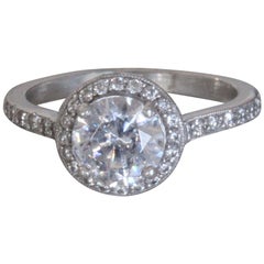 Round Diamond Halo Engagement Ring, 1.2 Center, 1.7 Carat Total