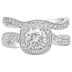 Roman Malakov Verlobungsring & Ehering mit 1,68 Karat Diamant-Halo-Verlobungsring
