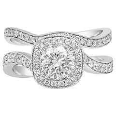 Roman Malakov,  Round Diamond Halo Engagement Ring and Wedding Band Set