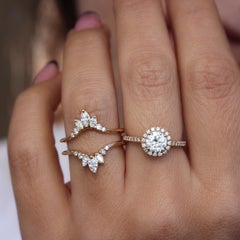 Round diamond halo engagement ring Lady & Diamond Ring Guard Enhancer 'Danielle'