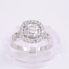 Round Diamond Halo Pave Twist Band Engagement Ring 1.50 Carat