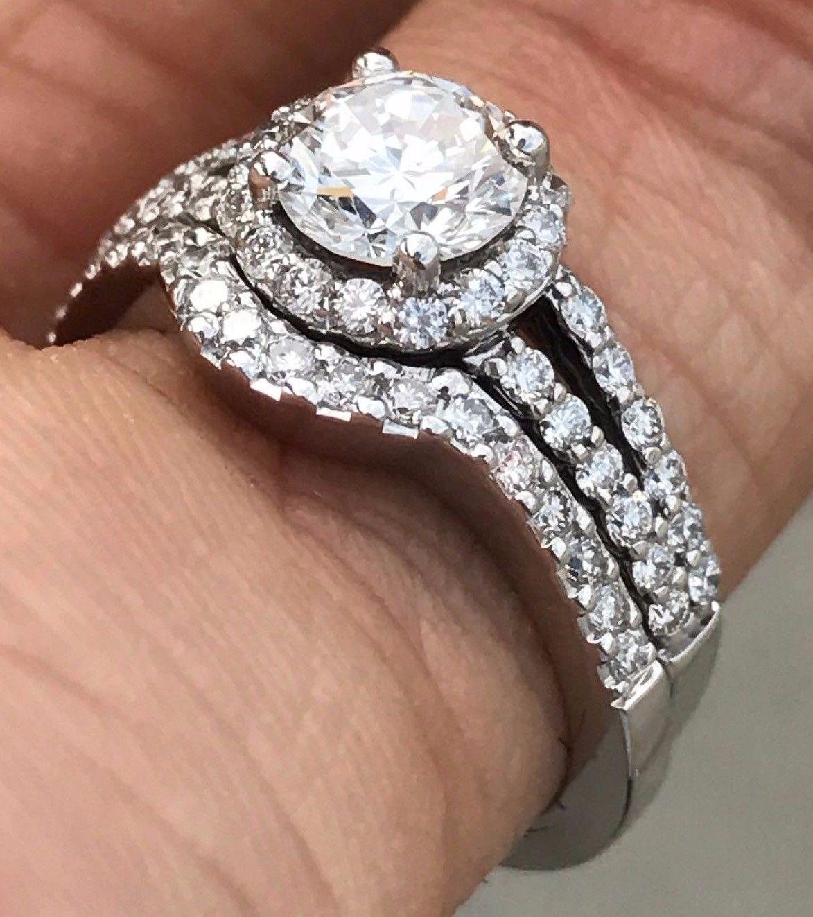 Round Diamond Halo Split Shank With Matching Wedding Band - 1.36 Carat TW

Can be sold with or without matching band , price shown is for everything.
Ring will be made to order from scratch to accommodate your exact finger size 
or a different stone