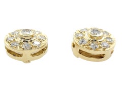 Runde Diamant-Ohrstecker im Halo-Stil aus poliertem 14 Karat Gelbgold