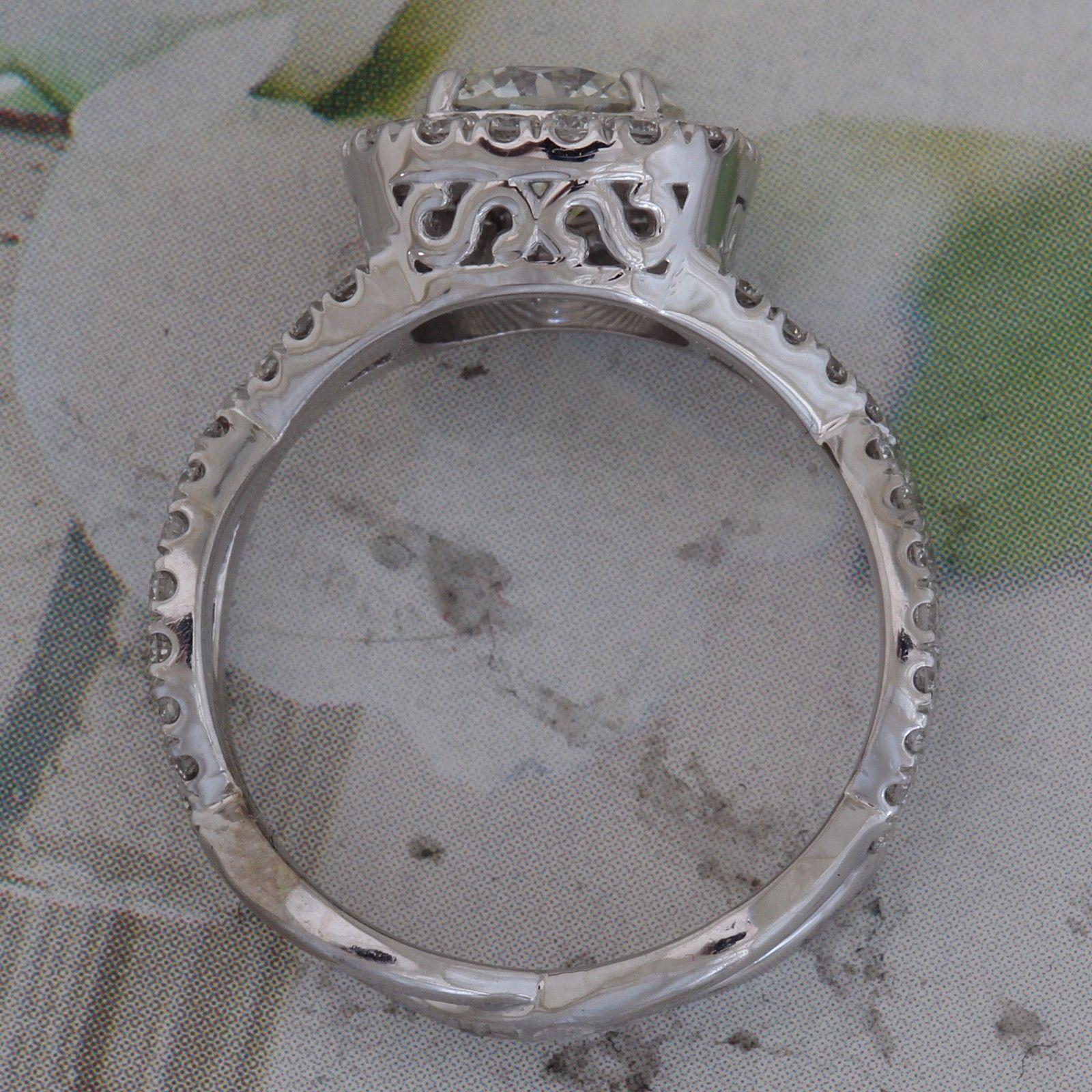 Modern Round Diamond Halo Twist Engagement Ring, 1.3 Center, 2.3 Carat For Sale