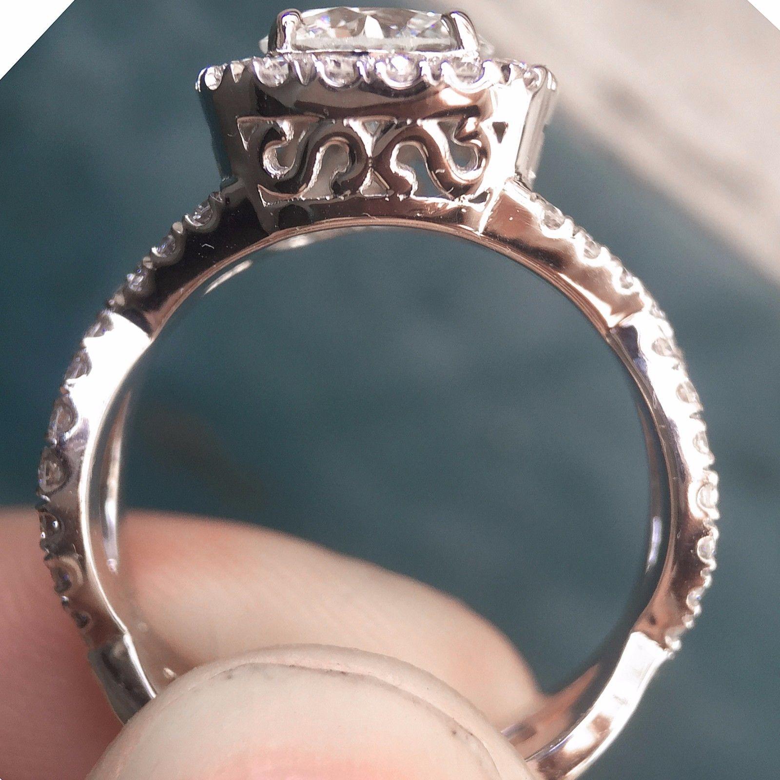 Women's Round Diamond Halo Twist Engagement Ring, 1.3 Center, 2.3 Carat For Sale