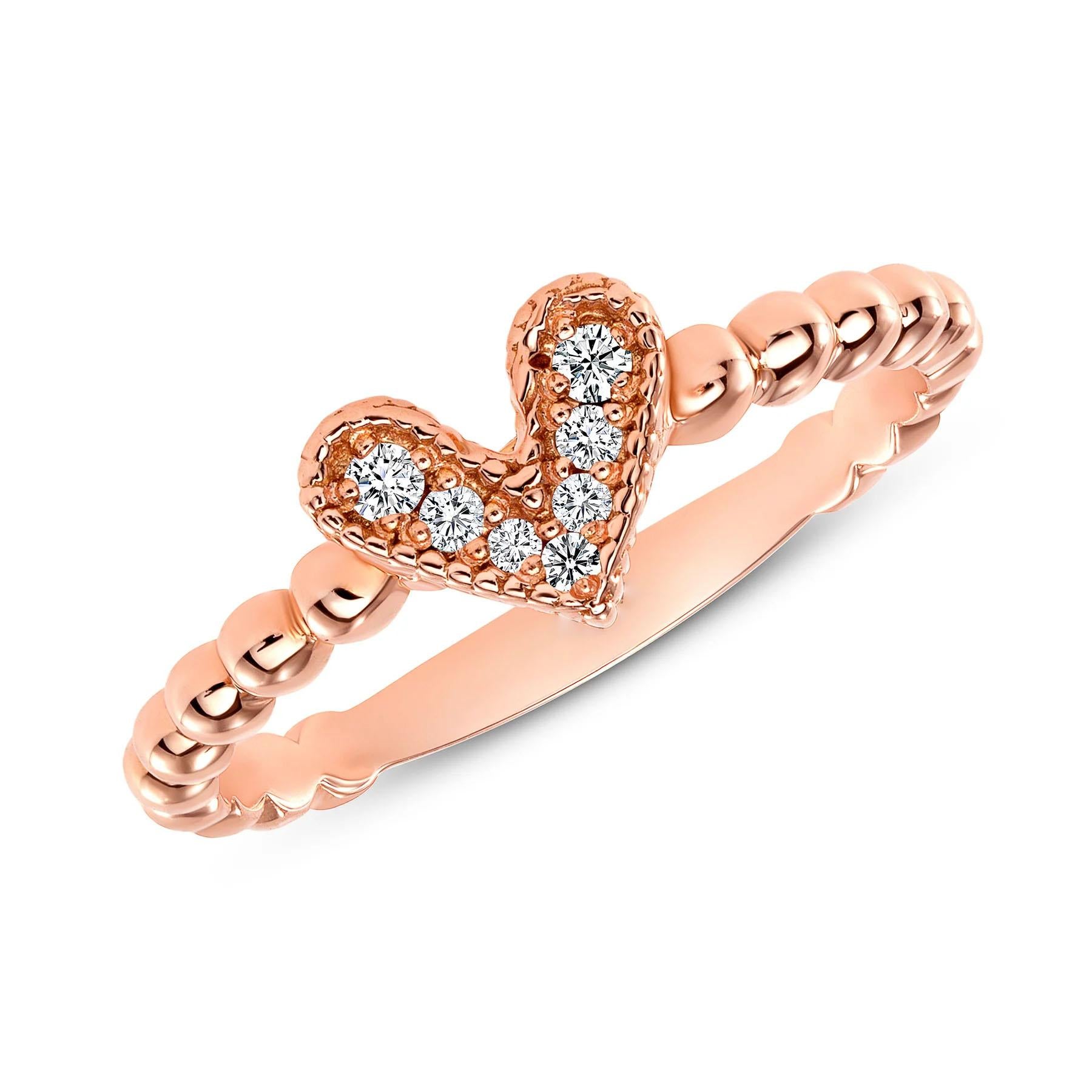 For Sale:  Round Diamond Heart Beaded Fashion Ring 3