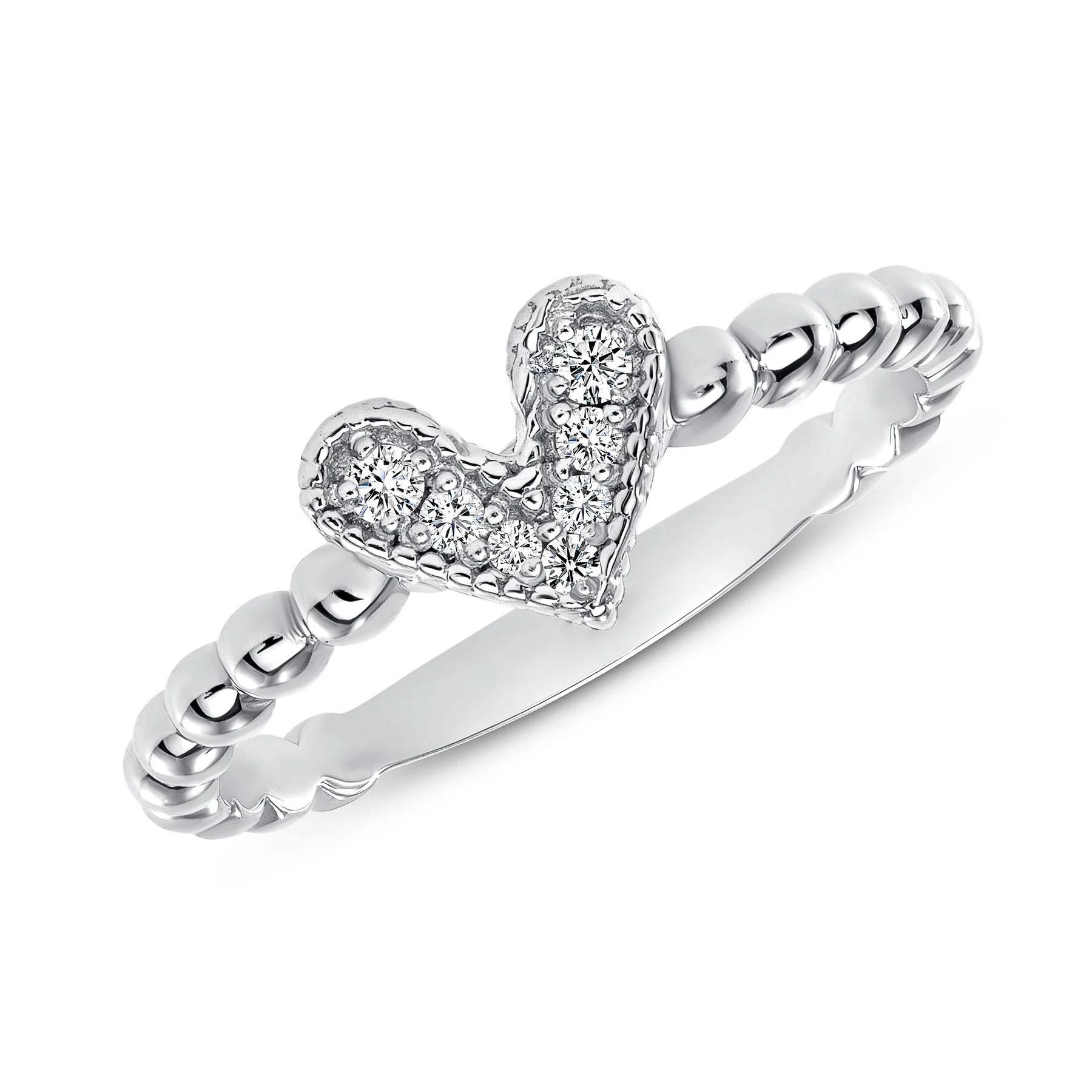 For Sale:  Round Diamond Heart Beaded Fashion Ring 4