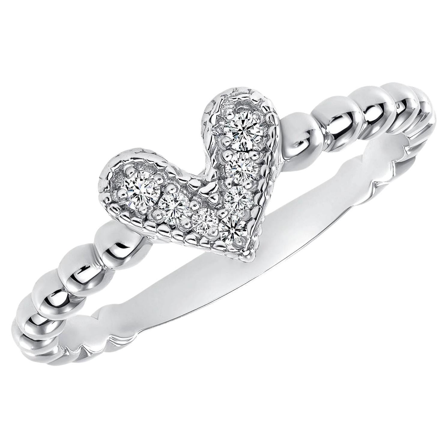For Sale:  Round Diamond Heart Beaded Fashion Ring 2