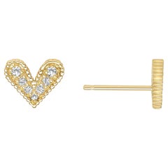 Round Diamond Heart Shape Stud Earrings Set