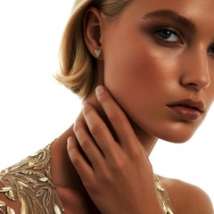 Round Pave Set Diamond Heart Shape Stud Earrings